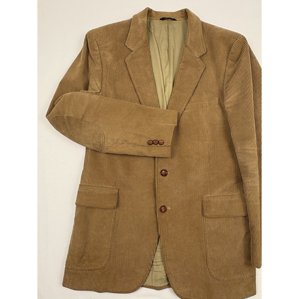 VTG Austin Manor Wide Wale Corduroy Blazer Elbow Patches Envelope Pockets 42L
